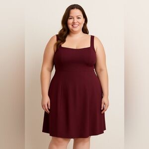 A new day Elegant Burgundy Sleeveless Dress